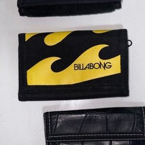 Billabong black yellow tri-fold wallet vintage surf skate nylon